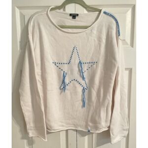 Wild fable Coastal America STAR Knit sweater Women's Size M Casual White Blue
